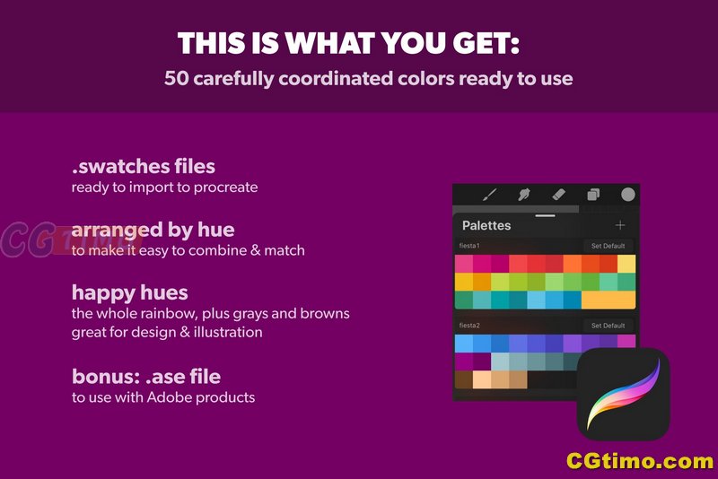 Procreate笔刷-50款现代协调的多色Procreate调色板下载 Procreate笔刷 第2张