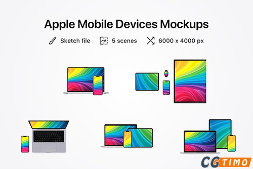 PSD样机-苹果全家桶移动设备模型样机