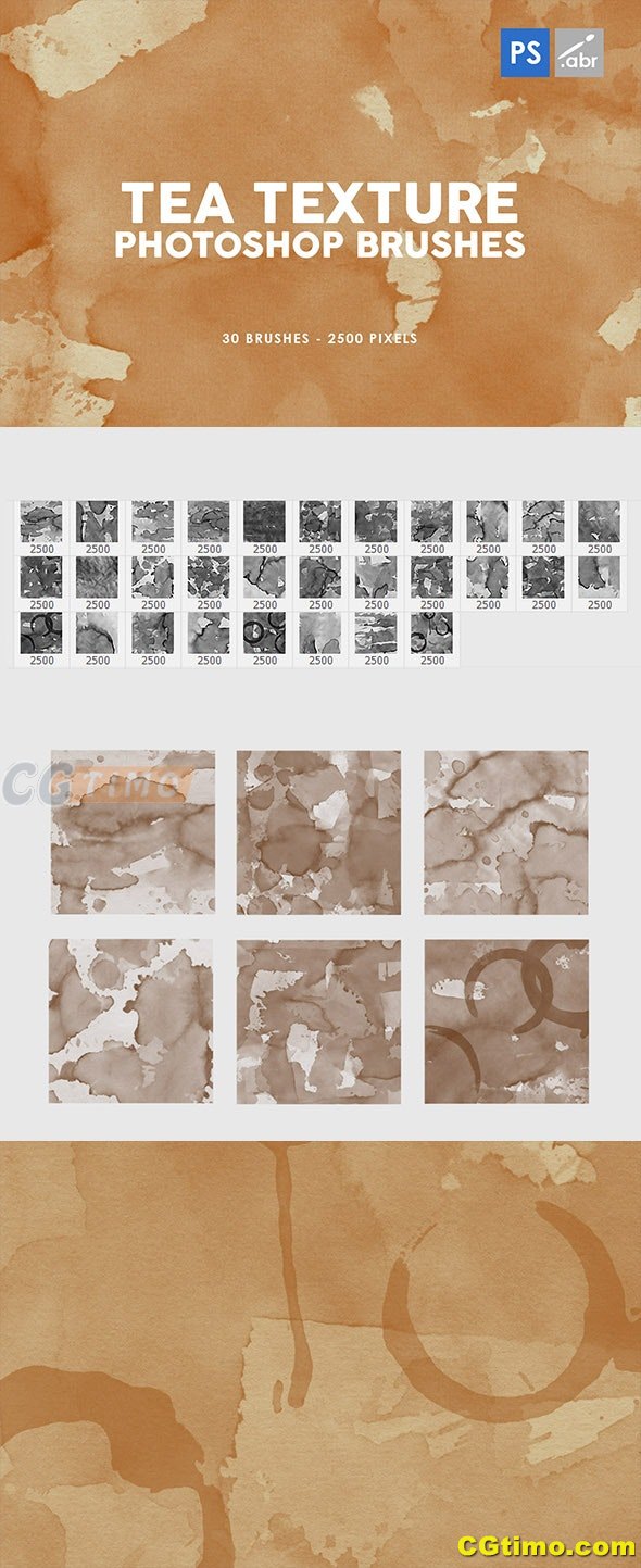 PS笔刷-30款高分辨率茶锈铁锈ps印章纹理笔刷 PS相关 第2张