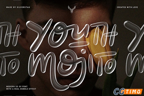 字体-YOUTH MOJITO – A 3D Bubbly SVG Font 3D卡通手绘涂鸦气泡英文艺术字体