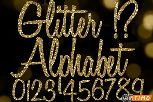 字体-Gold Glitter Letters – Gold Alphabet 金色闪光烫金英文字体