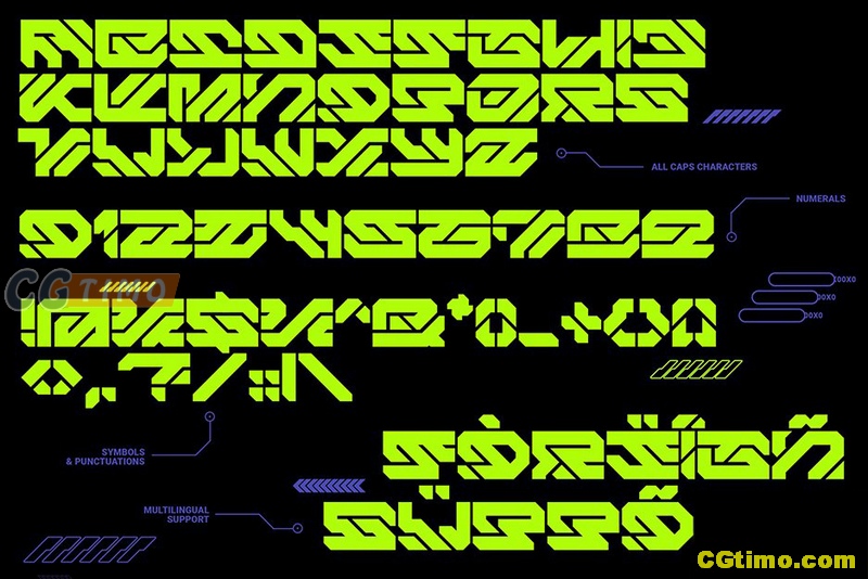 字体-Aero Flux | Modern Cyber Mecha Font 工业朋克风设计英文字体 字体下载 第4张