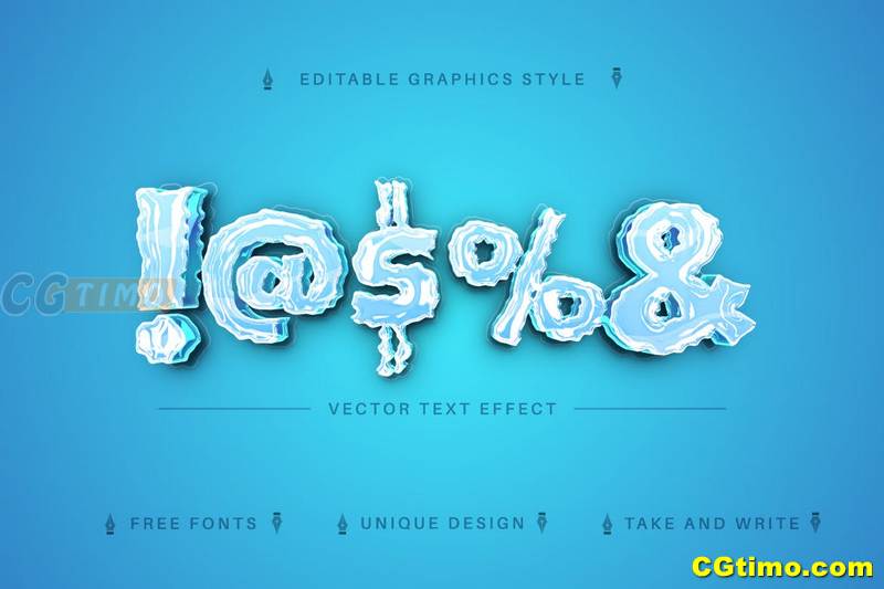 AI样式-卡通冰冻特效文字ai字体样式 AI相关 第3张