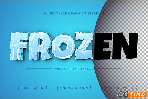 AI样式-卡通冰冻特效文字ai字体样式