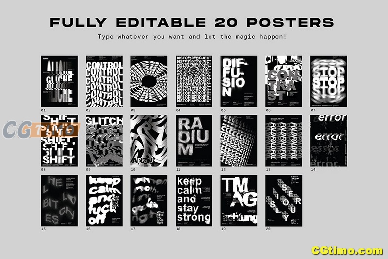 PSD模板-20款抽象印刷海报艺术排版特效文字样式 PS样式 第2张