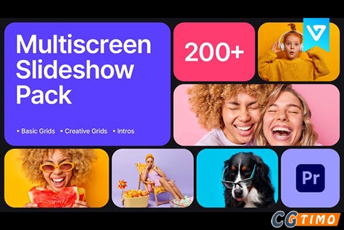 PR脚本-Multiscreen Slideshow Pack 200多款创意网格分屏包装动画脚本