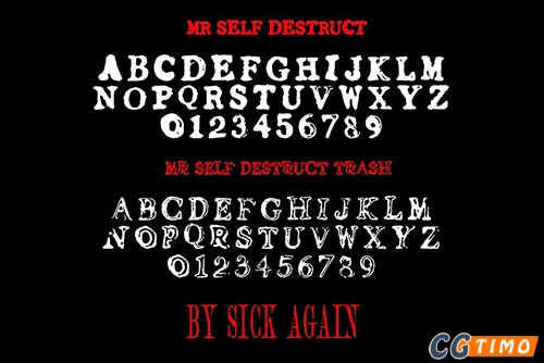 字体-Mr Self Destruct Font 独特毛边艺术设计英文字体
