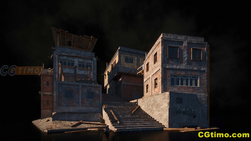 3D模型-Kitbash3d Favelas 末日城市贫民窟建筑群模型 C4D模型 第2张