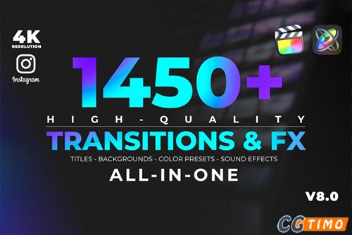 FCPX插件-Unique Transitions & FX v8 1450多款转场过渡文字标题调色FCPX预设插件下载