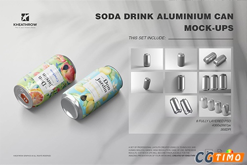 PSD样机-易拉罐饮料包装设计vi展示样机