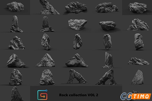 3D模型-38款自然景观岩石石头3d模型下载
