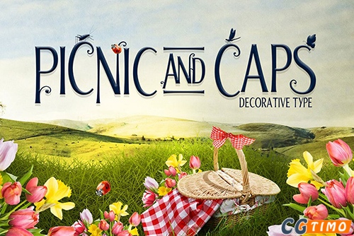 字体-picnic caps font 创意艺术标题英文字体下载