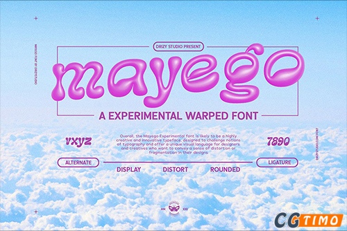 字体-Mayego – Experimental Warped Font Y2K 趣味复古卡通英文字体下载