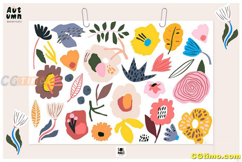 矢量素材-秋天植物花卉图案插画设计矢量素材下载 矢量素材 第7张