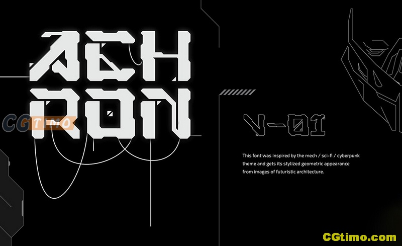 字体-Achron – Display Font 未来朋克工业机械风英文艺术字体下载 字体下载 第3张