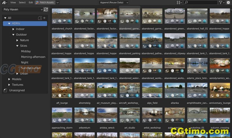 Blender预设-Poly Haven Asset Browser v2 一千多款HDRI模型材质预Blender设库下载 Blender相关 第5张