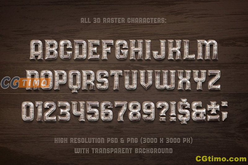 字体-Oak Lumber Typeface + PSD Set  橡木效果字体+psd文字样式下载 PSD素材 第4张