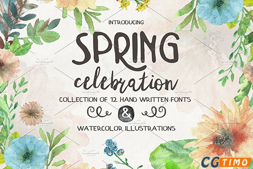 字体-Spring Celebration Font Collection 喜庆手绘英文字体合集