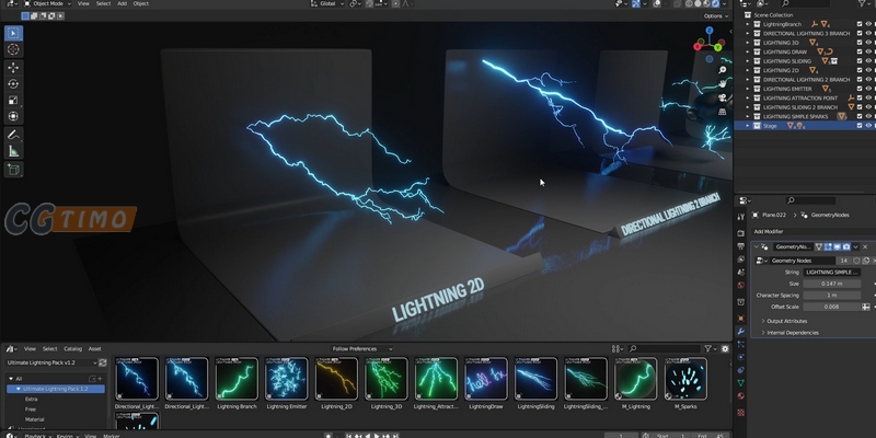 Blender插件-Ultimate Lightning Pack V1.2 闪电电流特效预设插件 Blender插件 第2张