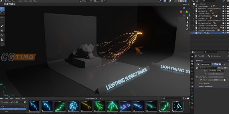 Blender插件-Ultimate Lightning Pack V1.2 闪电电流特效预设插件 Blender插件 第3张