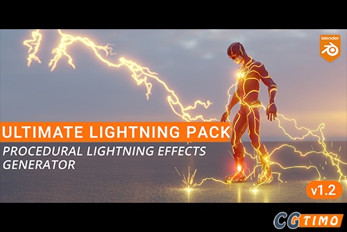 Blender插件-Ultimate Lightning Pack V1.2 闪电电流特效预设插件