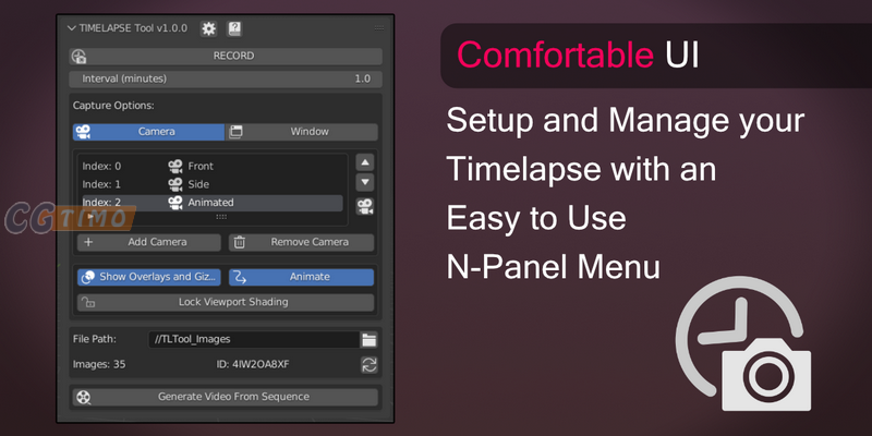 Blender插件-Timelapse Tool V1.1.1 模型操作记录延时插件下载 Blender插件 第3张