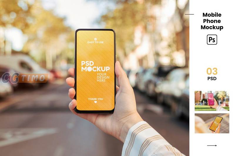 PSD样机-街道背景手机屏幕展示样机下载 Mockups样机 第3张