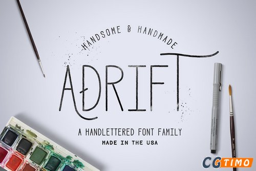 字体-Adrift Font + Extras 钢笔手绘英文字体下载