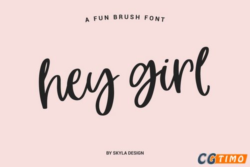 字体-Hey Girl, a fun smooth brush font 有趣手绘英文字体下载