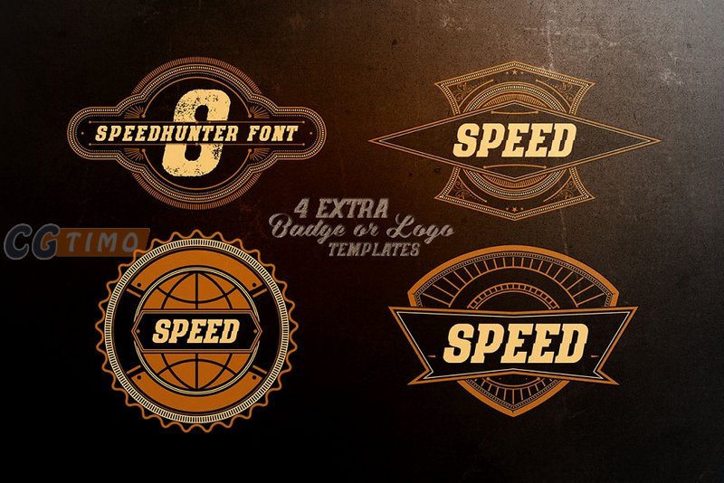 字体-SpeedHunter – 4 Retro Fonts 4款经典创意设计英文字体 字体下载 第4张