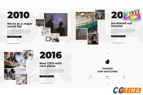 FCPX插件-Clean Corporate Timeline Presentation 企业发展历程时间线动画预设