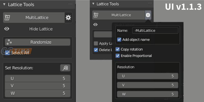 Blender插件-Multilattice V1.2.0 – Quick Setup Lattice Deformation 晶格变形设置插件 Blender相关 第3张