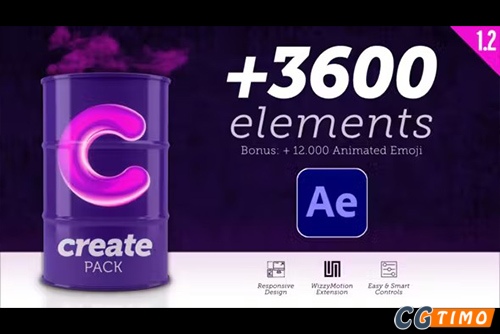 AE脚本-Create Pack 3600款社交媒体文字标题线条转场图形元素动画脚本