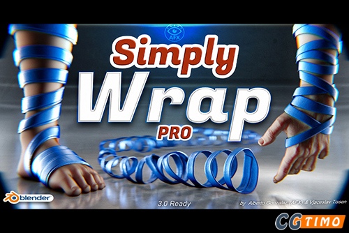 Blender插件-Simply Wrap Pro v1.5.2 绳子线条缠绕模型插件（带预设）