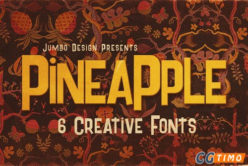 字体-Pineapple – 6 Funny Style Fonts 6种风格有趣英文字体
