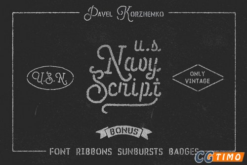 字体-U.S.Navy Script • Freebies • 美国海军风格的手写体