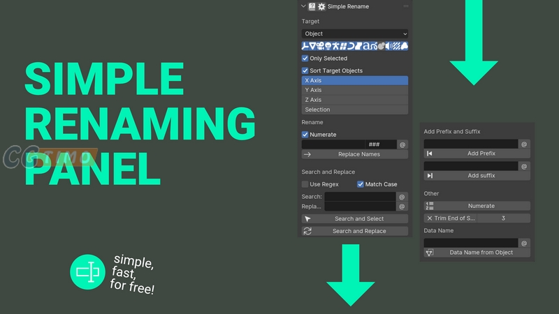 Blender插件-模型批量重命名插件 Simple Renaming Panel V2.0 Blender插件 第2张