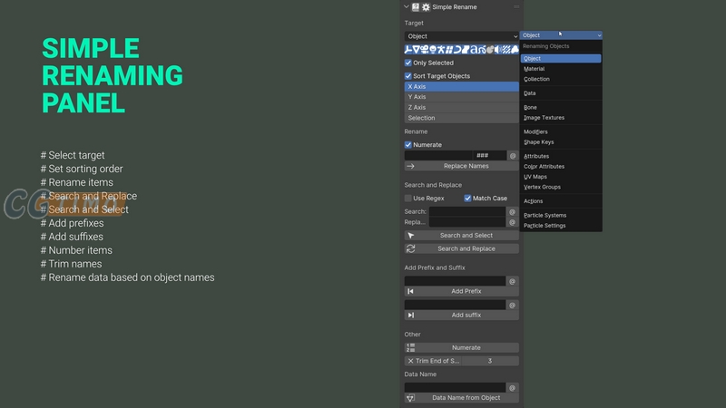 Blender插件-模型批量重命名插件 Simple Renaming Panel V2.0 Blender插件 第4张