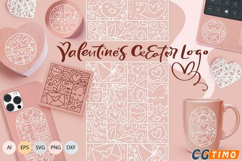 背景纹理-可爱清新时尚多用途的情人节logo图形标志矢量背景纹理素材