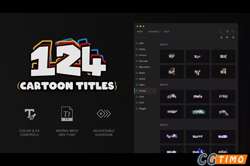 PR脚本-124个创意卡通多彩文字标题预设动画 Cartoon Titles