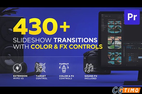 PR脚本-430个幻灯片视频转场过渡效果预设 Slideshow Transitions for Premiere Pro