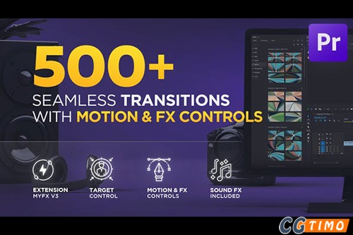 PR脚本-500个光学镜头失真模糊缩放扭曲无缝转场预设脚本 Seamless Transitions for Premiere Pro