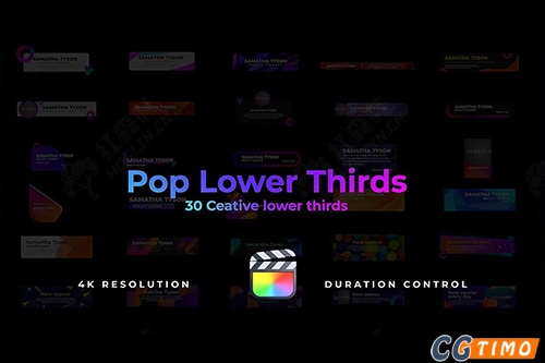 FCPX插件-30个时尚流行超现代底栏背景小框字幕条标题动画 Pop Lower thirds 汉化版