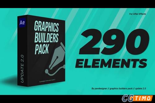 AE模板-290个现代流行图形文字排版动画预设模板 Graphics builders Pack 2.0