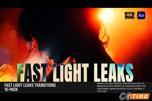 AE模板-电影快速光泄露转场效果模板 Fast Light Leaks Transitions