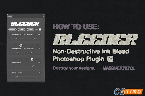 PS插件-真实油墨印染扩散涂抹特效工具 BLEEDER – Ink Bleed Photoshop Plugin 汉化版 附教程