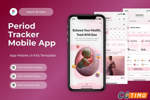 UI素材-CycleBloom – 生理期追踪移动应用