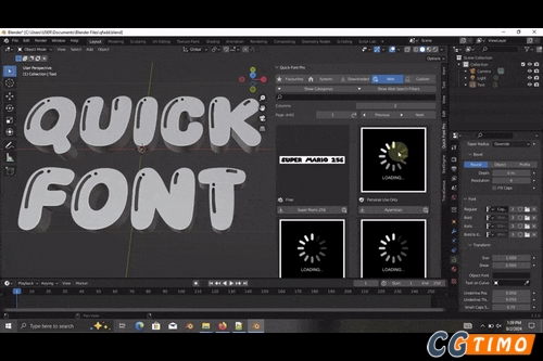 Blender插件-在线字体管理使用工具 Quick Font Pro V1.3