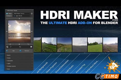 Blender插件-模拟HDRI环境场景效果插件 HDRi Maker V3.1.100 含预设库