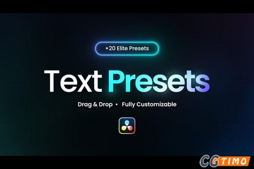 达芬奇插件-20款简洁时尚文字标题动画预设 Text Elite Presets 汉化版